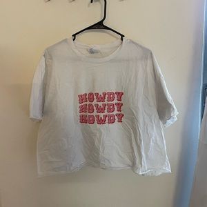 howdy pink and white tee shirt